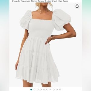 White Puff Sleeve Off the Shoulder Dress! Size S